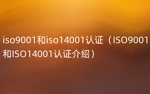 iso9001和iso14001认证（ISO9001和ISO14001认证介绍）