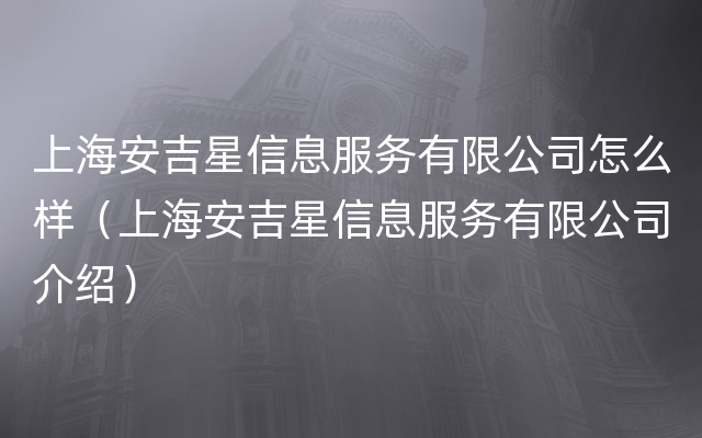 上海安吉星信息服务有限公司怎么样（上海安吉星信息服务有限公司介绍）