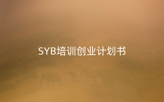 SYB培训创业计划书