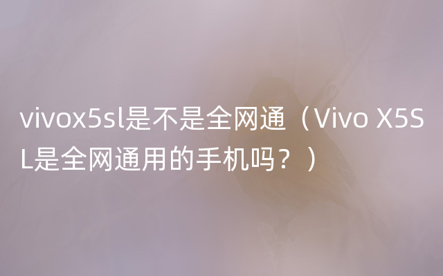 vivox5sl是不是全网通（Vivo X5SL是全网通用的手机吗？）
