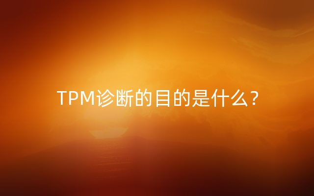 TPM诊断的目的是什么？