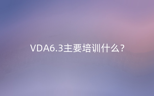 VDA6.3主要培训什么？