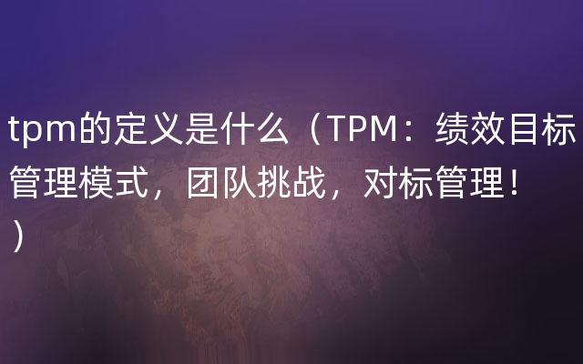 tpm的定义是什么（TPM：绩效目标管理模式，团队挑战，对标管理！）