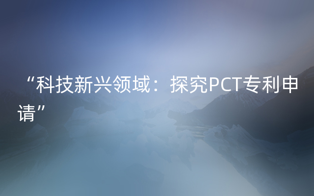 “科技新兴领域：探究PCT专利申请”