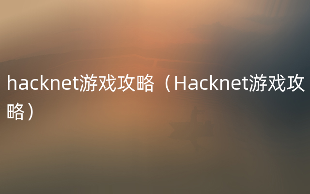hacknet游戏攻略（Hacknet游戏攻略）