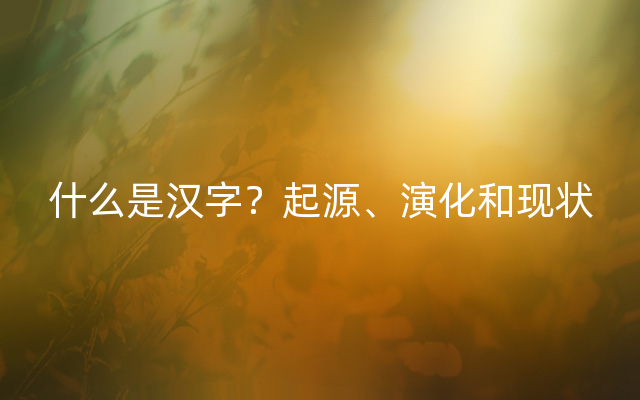 什么是汉字？起源、演化和现状