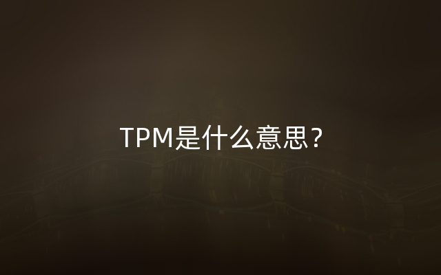 TPM是什么意思？