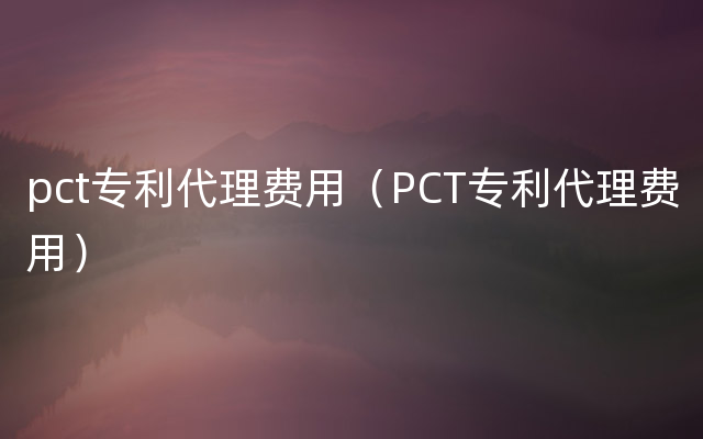 pct专利代理费用（PCT专利代理费用）