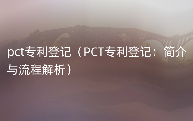 pct专利登记（PCT专利登记：简介与流程解析）