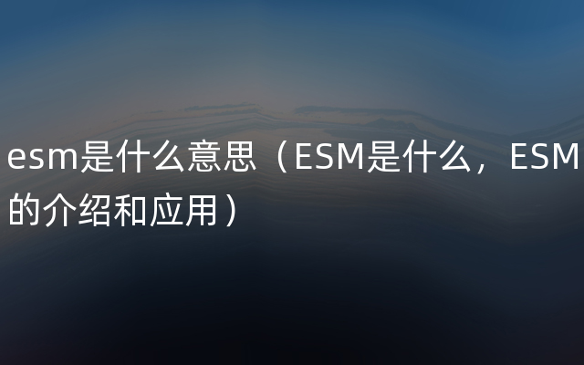 esm是什么意思（ESM是什么，ESM的介绍和应用）