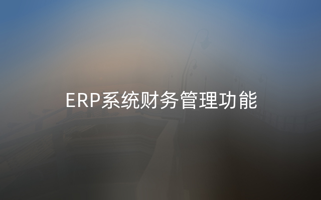 ERP系统财务管理功能
