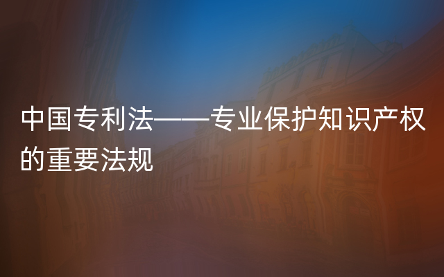 中国专利法——专业保护知识产权的重要法规