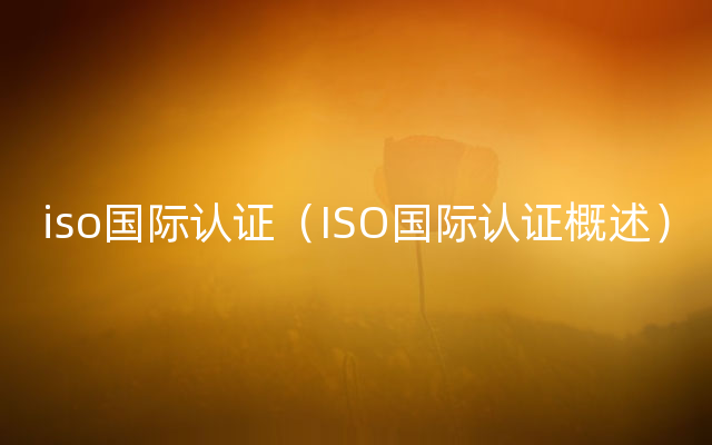 iso国际认证（ISO国际认证概述）