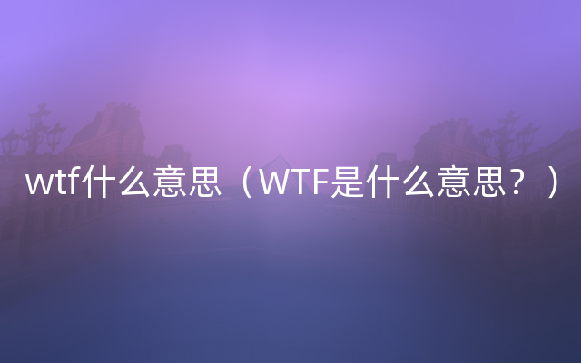 wtf什么意思（WTF是什么意思？）