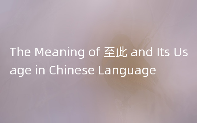 The Meaning of 至此 and Its Usage in Chinese Language