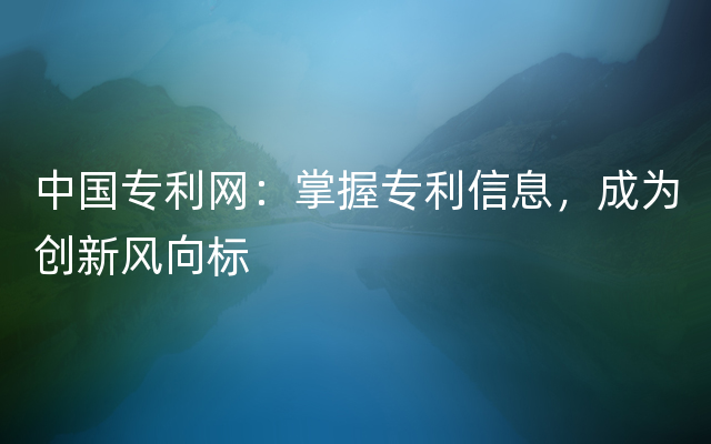 中国专利网：掌握专利信息，成为创新风向标
