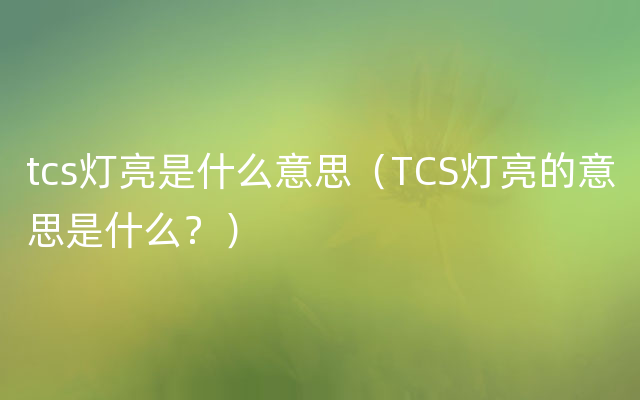 tcs灯亮是什么意思（TCS灯亮的意思是什么？）