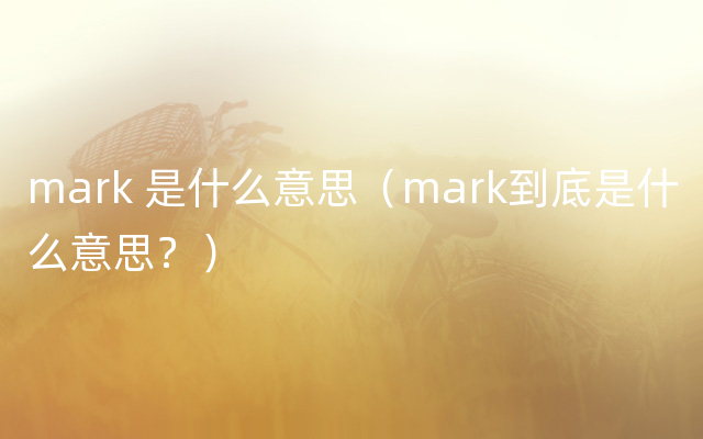 mark 是什么意思（mark到底是什么意思？）