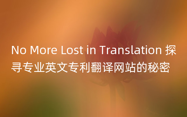 No More Lost in Translation 探寻专业英文专利翻译网站的秘密