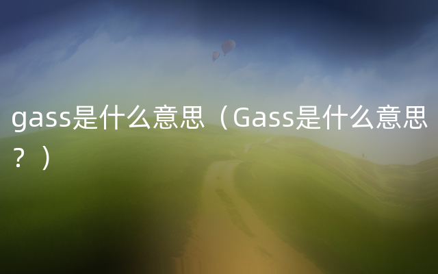 gass是什么意思（Gass是什么意思？）