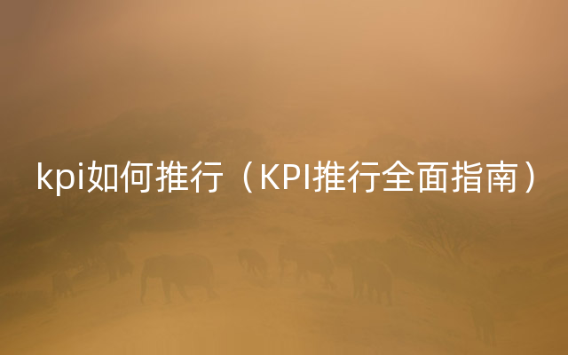 kpi如何推行（KPI推行全面指南）