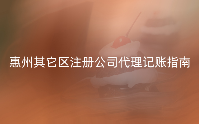 惠州其它区注册公司代理记账指南