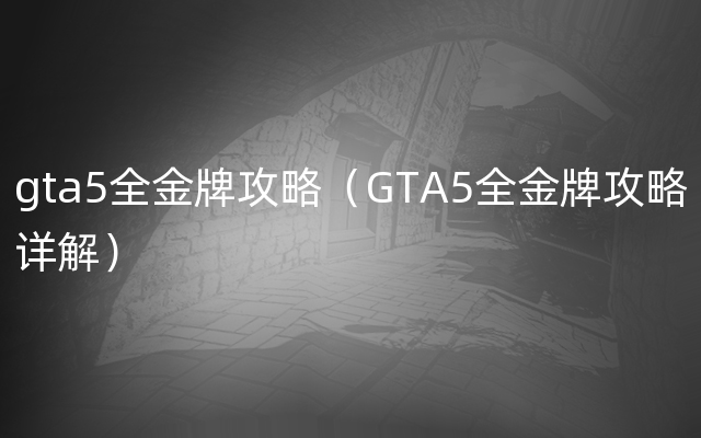 gta5全金牌攻略（GTA5全金牌攻略详解）
