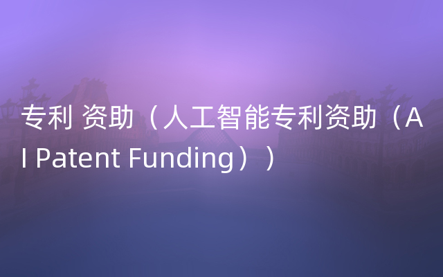 专利 资助（人工智能专利资助（AI Patent Funding））