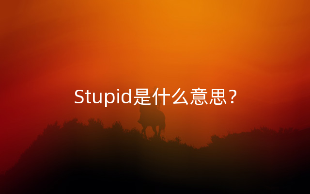 Stupid是什么意思？