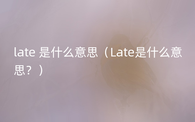 late 是什么意思（Late是什么意思？）