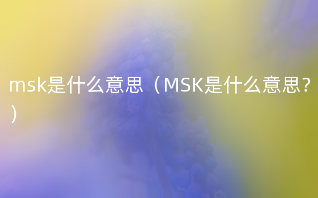 msk是什么意思（MSK是什么意思？）