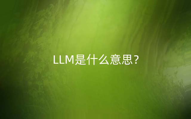 LLM是什么意思？