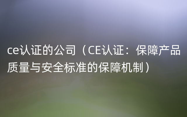 ce认证的公司（CE认证：保障产品质量与安全标准的保障机制）