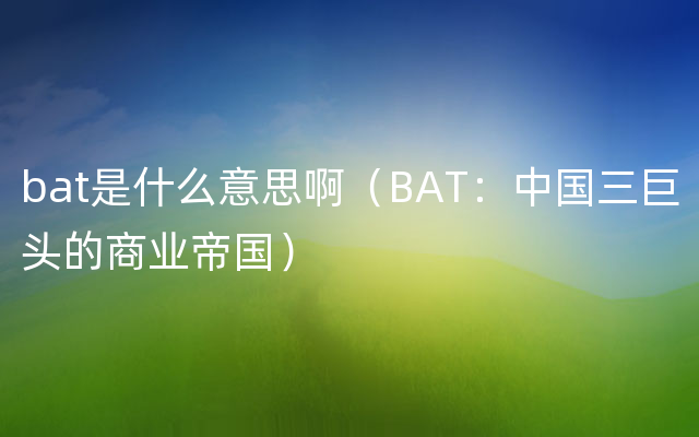 bat是什么意思啊（BAT：中国三巨头的商业帝国）