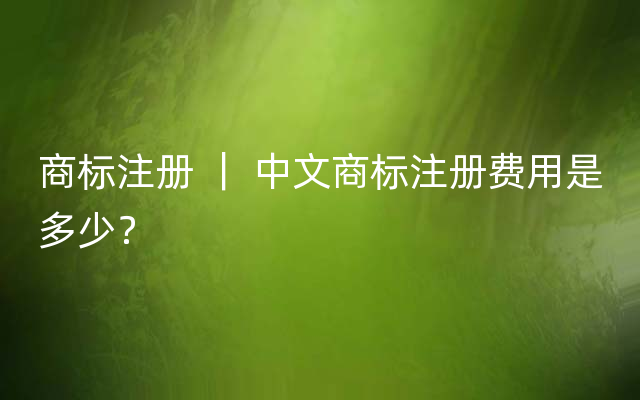 商标注册 ｜ 中文商标注册费用是多少？