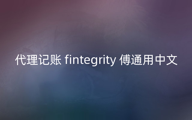 代理记账 fintegrity 傅通用中文